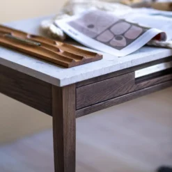 Ala skrivbord stort mörkbets/ kalksten