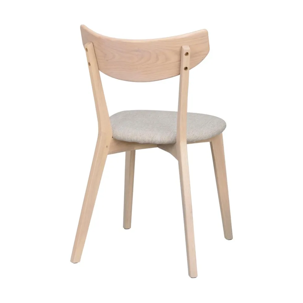 Ami stol vitpigmenterad ek /grå-beige tyg