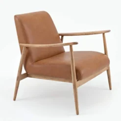 Aska loungefåtölj – läder dakar nature/ ek