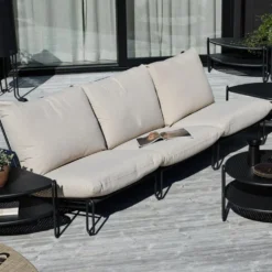 Blixt 3-sits soffa svart alu /beige tyg