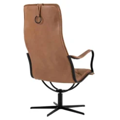 Chic fåtölj inkl. pall – läder vintage cognac