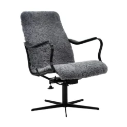 Chic fåtölj låg – fårskinn scandinavian grey