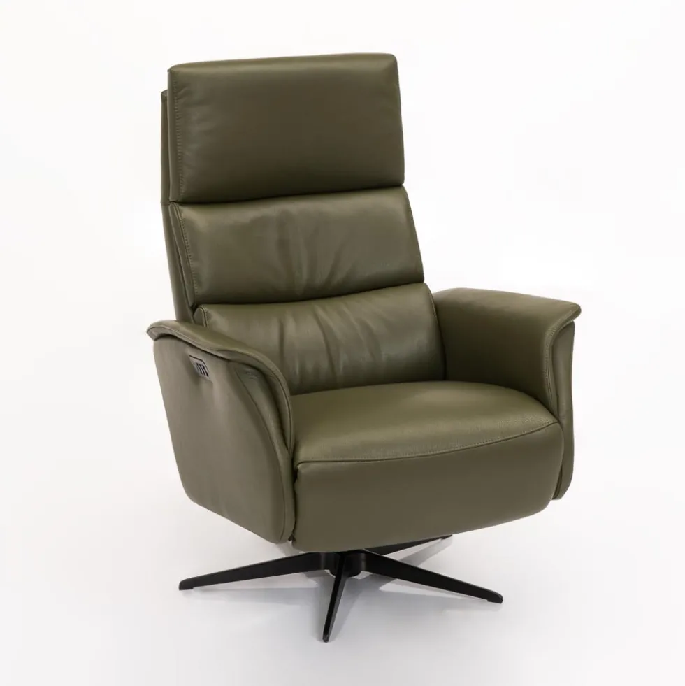 Derby reclinerfåtölj M – läder semi hunter green /svart