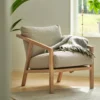 Dixie fåtölj – tyg Rocco 16 beige /vitoljad ek