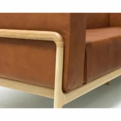 Fawn soffa 3-sits – läder dakar whisky/ vitoljad ek