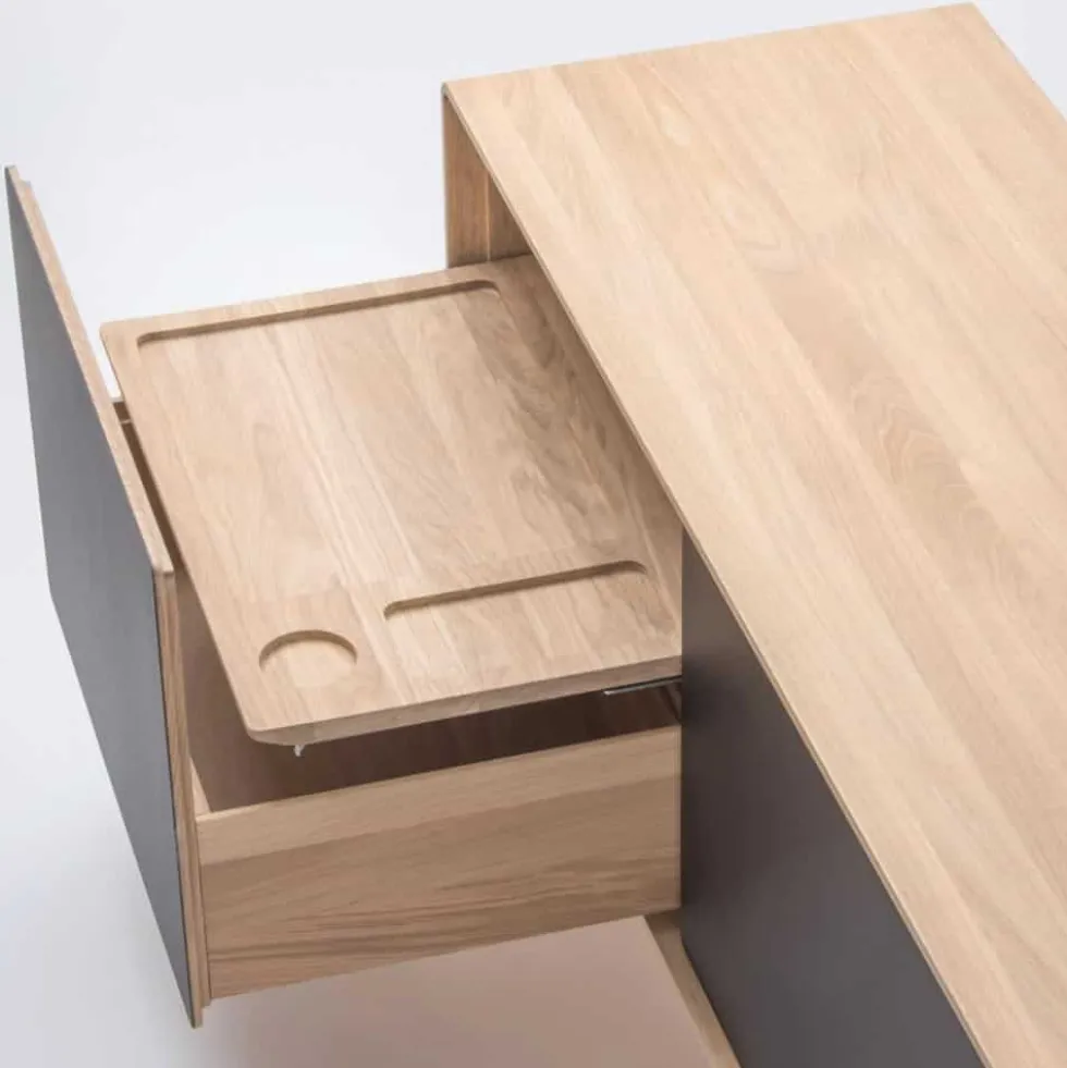 Fina sideboard 180cm – vitoljad ek/svart linoleum