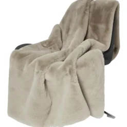 Fluffy pläd taupe