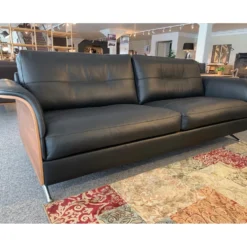 Glow 3-sits soffa – läder savoy svart/ valnöt
