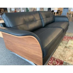 Glow 3-sits soffa – läder savoy svart/ valnöt