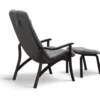 Gotland fåtölj inkl. fotpall – fårskinn charcoal grey silver/ rökt