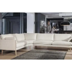 Horizont hörnsoffa – läder 8018sa vit
