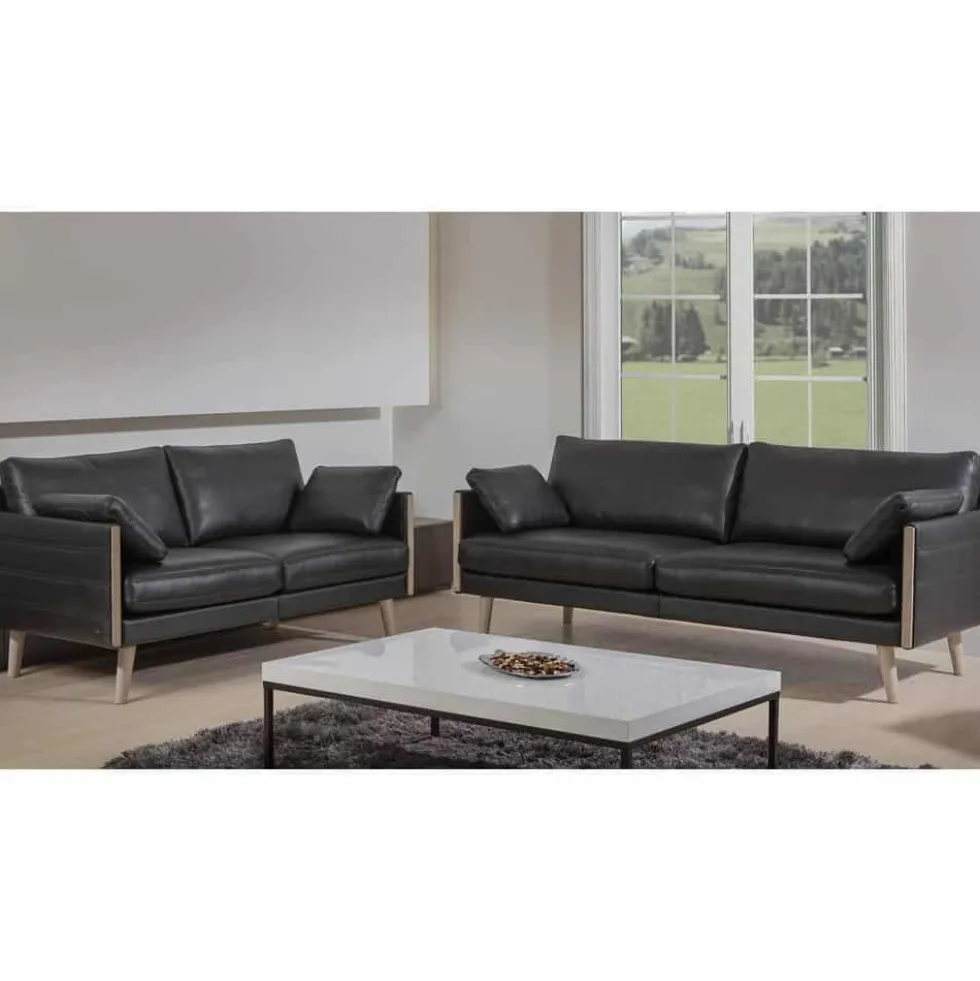 Horizont soffa – läder 8002sa svart