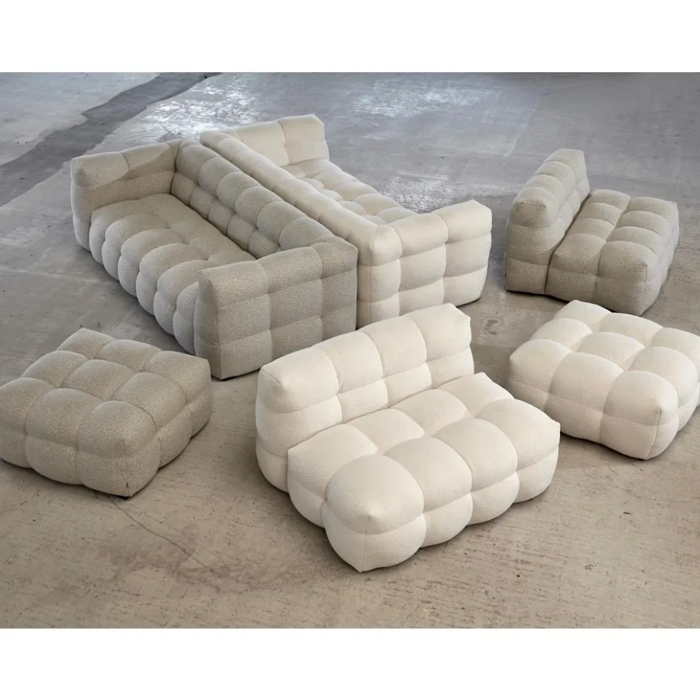 Kendall 3-sits soffa – tyg bouclé beige