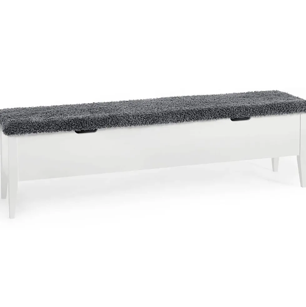 Klinte bänk 160 vitlack/ fårskinnslook