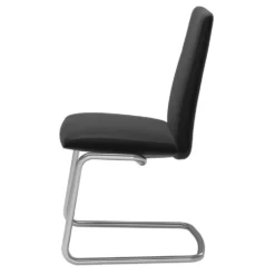 Laurel low stol – läder paloma svart/ underrede d400 krom