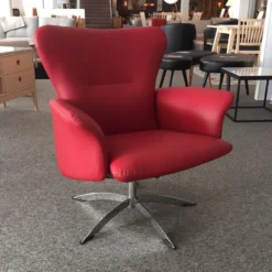 Opus fåtölj låg rygg – läder semi red/ metall