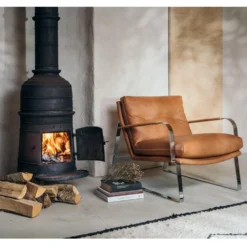 Shabby fåtölj med armstöd – läder Jesolo cognac