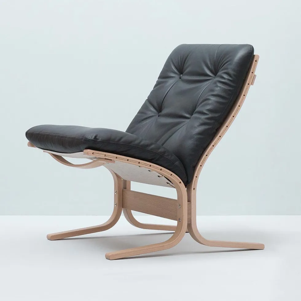 Siesta Classic fåtölj låg – läder prescott black ink