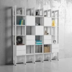 Stripe bokhylla vitlack – 4 sektion