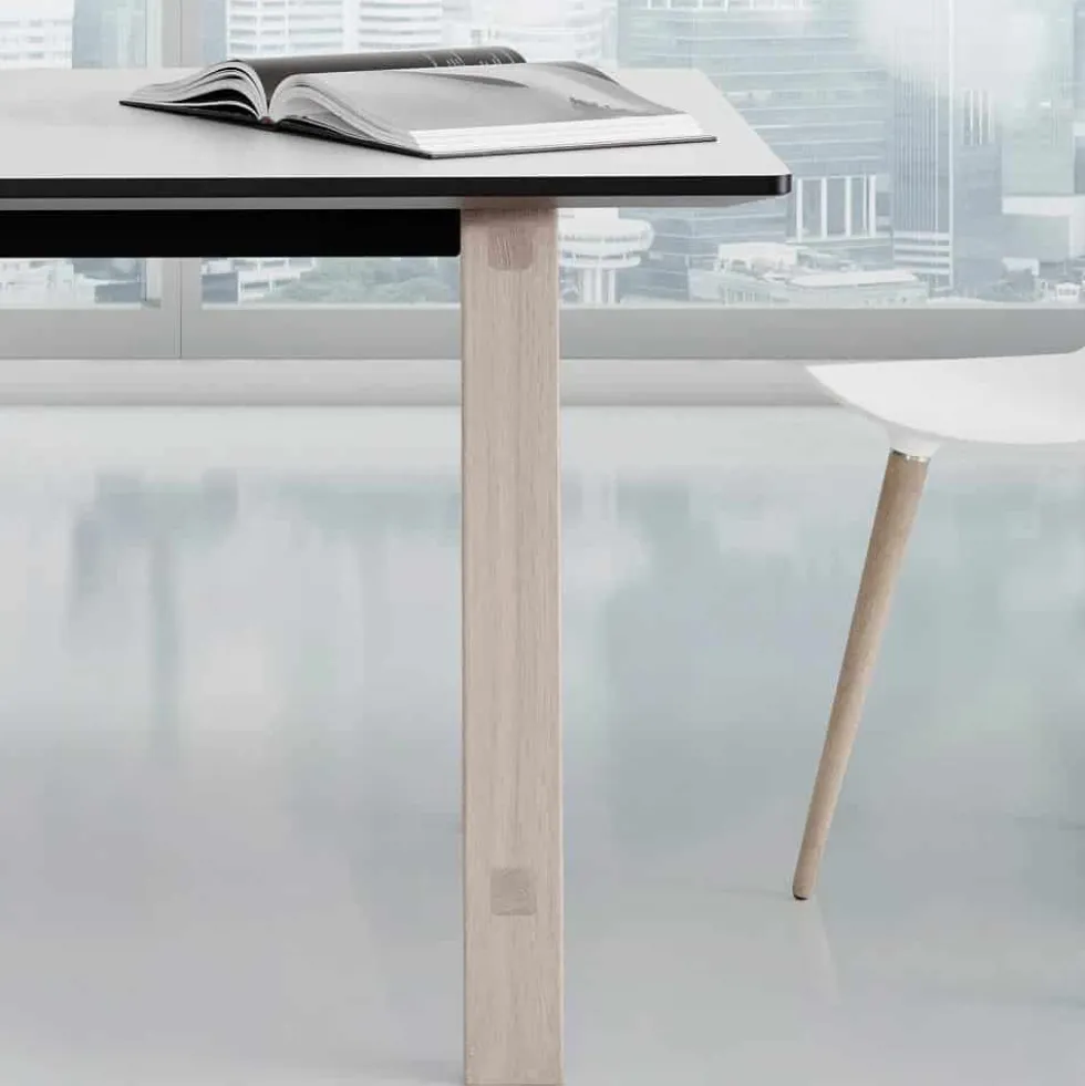 T1 matbord 160cm vitpigmenterad ek /vitt laminat