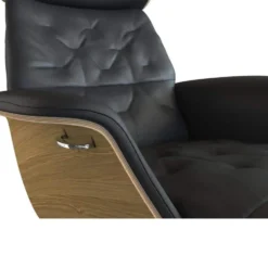Volden chaiselong – läder savoy black/ ek/ krom